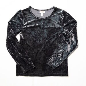 Cat & Jack | Black Velvet Long-Sleeve Top | Girls L (10-12)